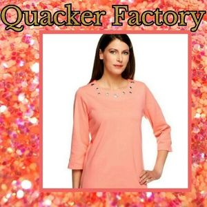 Quacker Factory Rhinestone Grommet T-shirt